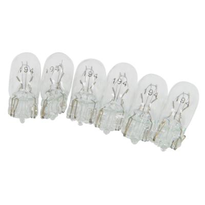#194 Heavy-Duty Automotive Replacement Bulbs, Clear 6-Pack