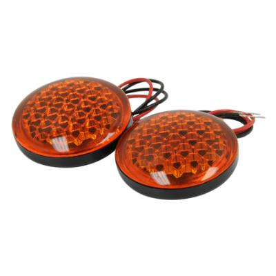 1.75 Round Adhesive Lights with Reflective Lens, Amber 2-Pack