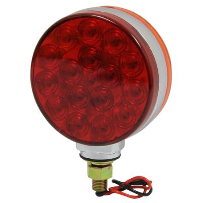 4 Double Face LED Stop/Turn Light Assembly w/Chrome Assembly, Red/Amber Lens