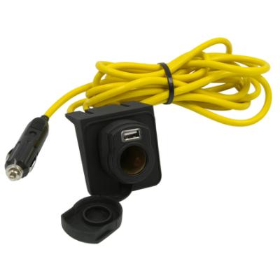 12' Extension Cord with 12V Adapter and USB Port