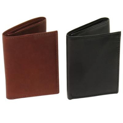 Slim Tri-Fold Leather Wallet assortment, Black and Brown
