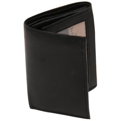 Tri-Fold Leather Wallet, Black