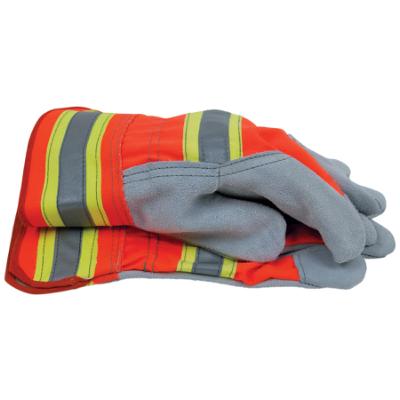 High Visibility Split Cowhide Leather Work Gloves, Large