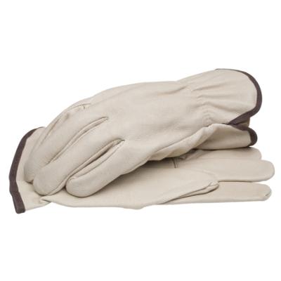 Grain Leather Driver Gloves with Shirred Elastic Wrist, Large