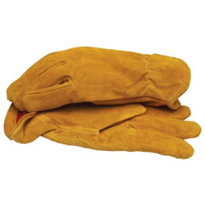 Split Leather Gloves with Red Fleece Lining, Large