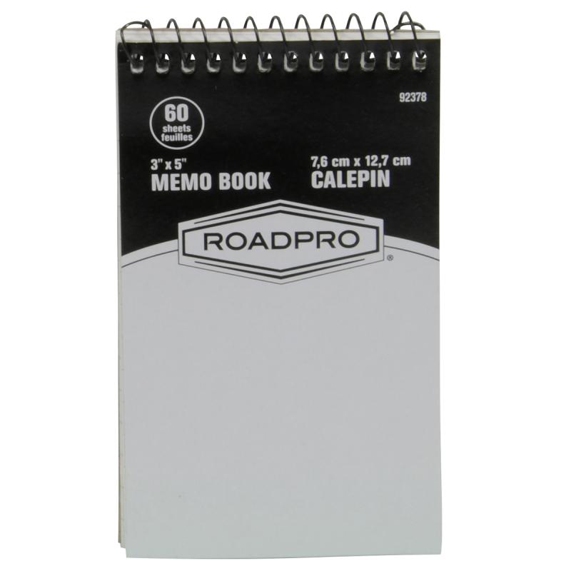RoadPro 3"x5" Memo Book, 60 Pages