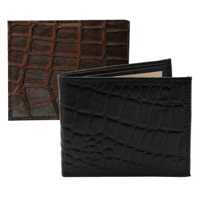 Bi-Fold Crocodile Embossed Leather Wallet assortment, Black/Brown