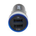 12V/DC Dual 2.4A and 1A USB Charger, Black
