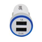 12V/DC Dual 2.4A and 1A USB Charger, White