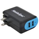 AC Dual 2.4A and 2.4A USB Charger, White/Blue