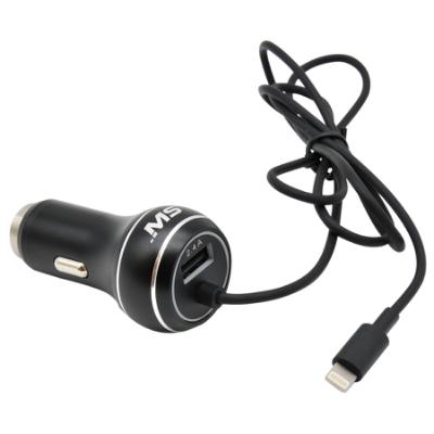 12V/DC 2.4A USB Charger with Lightning(R) Cable, Black