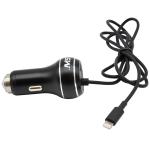 12V/DC 2.4A USB Charger with Lightning(R) Cable, Black