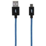 9' Micro to USB Charge and Sync Fishnet Cable, Blue/Black