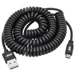 12' Micro to Reversible USB Charge and Sync Coiled Cable, Black