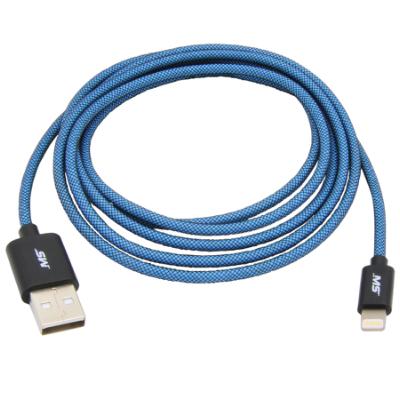 5' Lightning® to USB Charge and Sync Fishnet Cable, Blue/Black