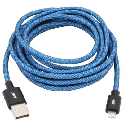 9' Lightning® to USB Charge and Sync Fishnet Cable, Blue/Black