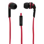 Stereo Earbuds with Flat Cord and In-Line Mic, Red/Black