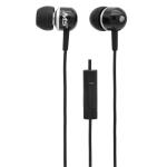 Stereo Metal Earbuds with In-Line Mic, Silver/Black