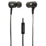 Premium Stereo Metal Earbuds with In-Line Mic, Black/Graphite