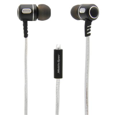 Premium Stereo Metal Earbuds with In-Line Mic, Silver/Graphite