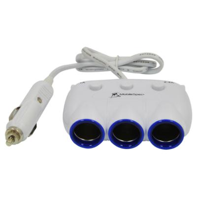 12V 3-Way Adapter with 2 USB Ports, White