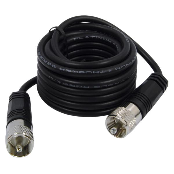 RoadPro 12' CB Antenna Coax Cable with PL-259 Connectors, Black