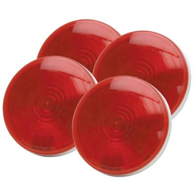 4 Round Sealed Light with 3-Prong Connector, Red 4-Pack