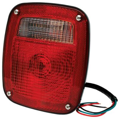 6.75x5.75 Tail Light Assembly with Replaceable Bulb, Red/Clear
