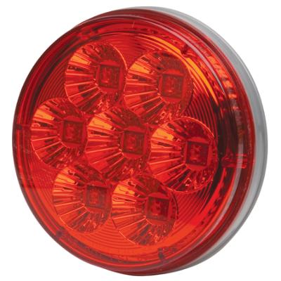 4 LED Round Sealed Light with 3-Prong Connector, Red Bulk
