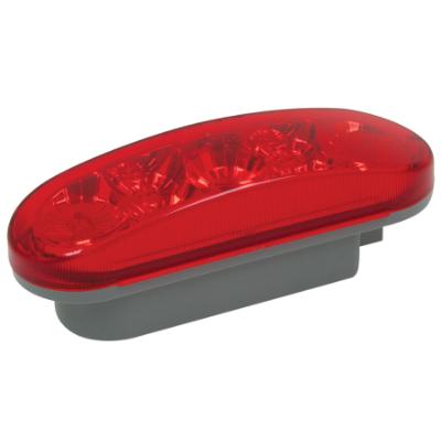 LED 6.5 x 2.25 Oval Diamond Lens Sealed Light, 7 LEDs/ Red