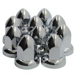 33mm Flanged Chrome Plated ABS Plastic Lug Nut Covers, 10-Pack