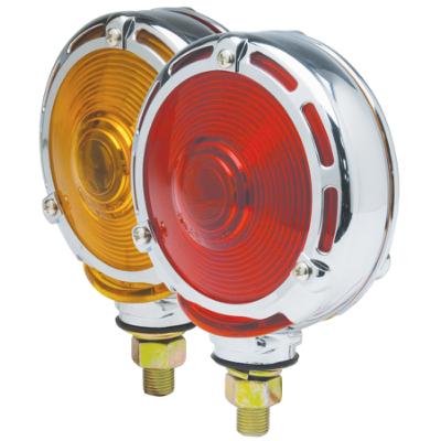 4 Double-Face Stop/Turn Light with Chrome-Frame Assembly, Red/Amber Lens