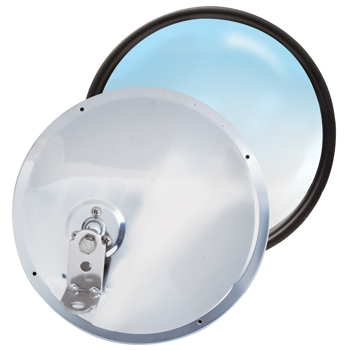 RoadPro 7.5" Stainless Steel Adjustable Convex Mirror, Offset Stud