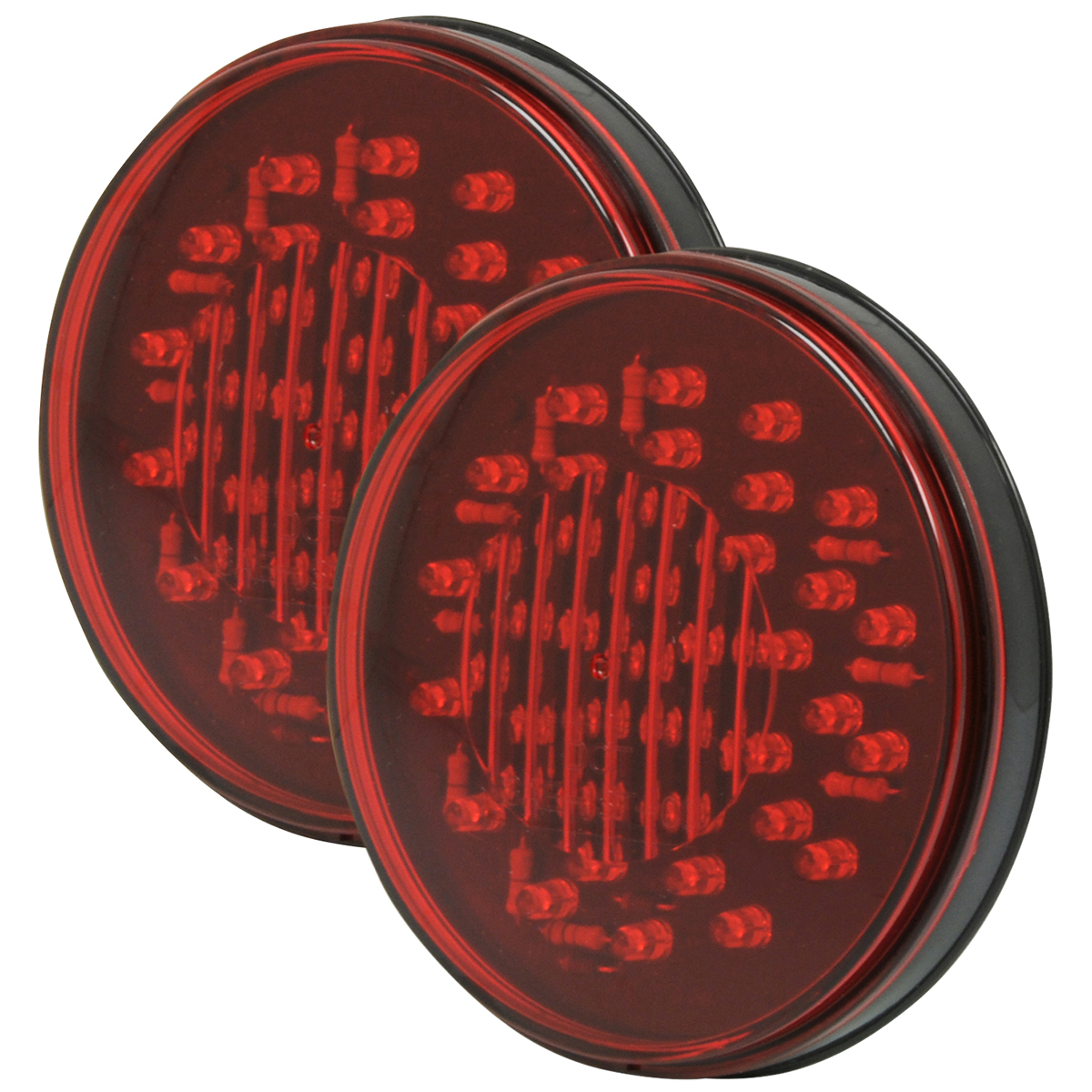 RoadPro RP-5575R Red 4 Sealed 40-LED Light with Chrome Back and 3-Prong Connector 