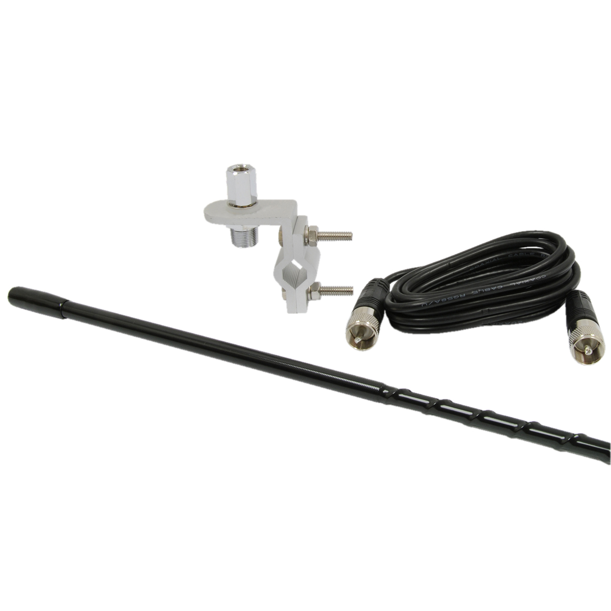 RoadPro 3' Standard Series Mirror Mount Fiberglass CB Antenna Kit, Black