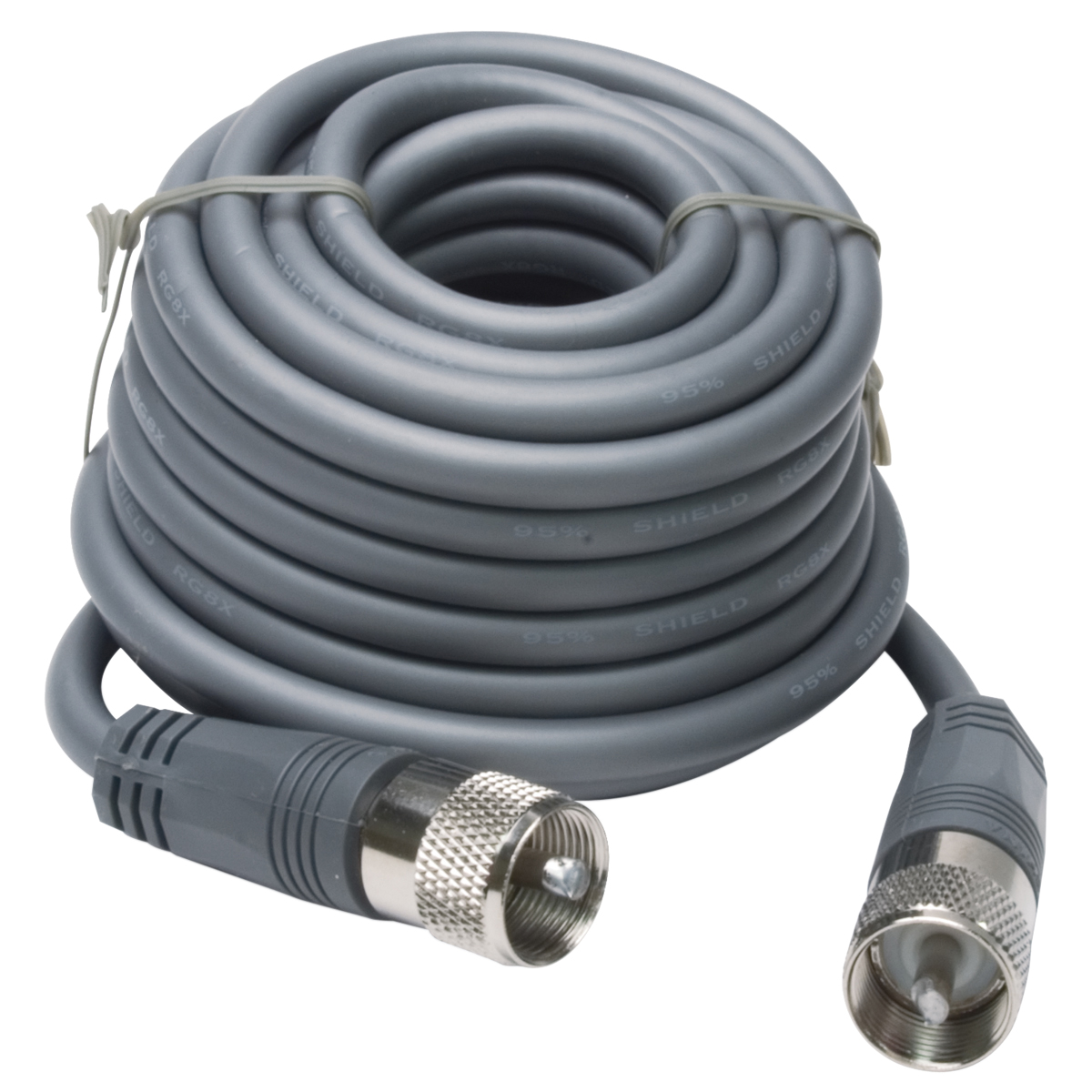 RoadPro 18' CB Antenna Mini8 Coax Cable with PL259 Connectors, Gray